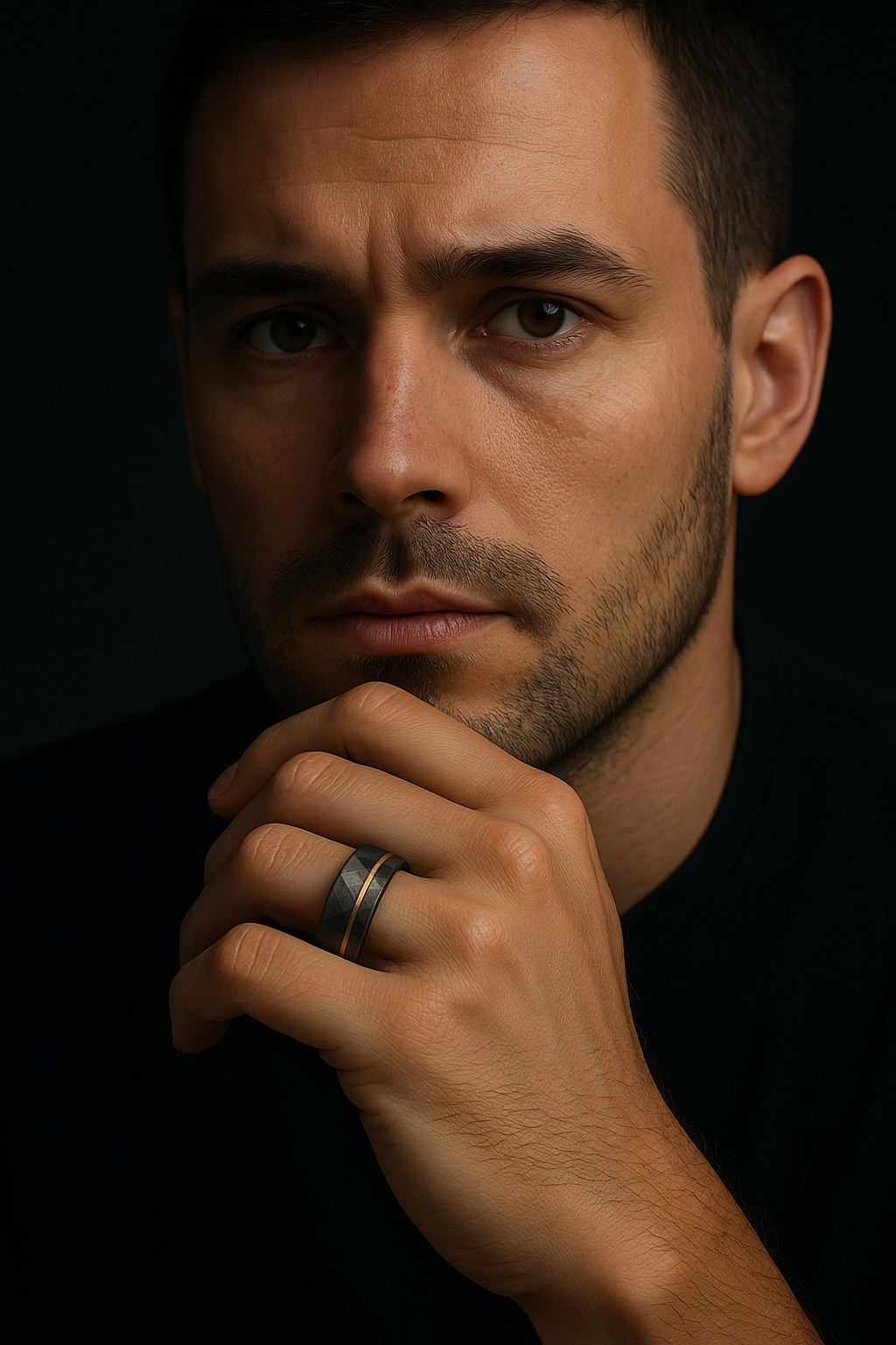 Men's brushed tungsten wedding band
